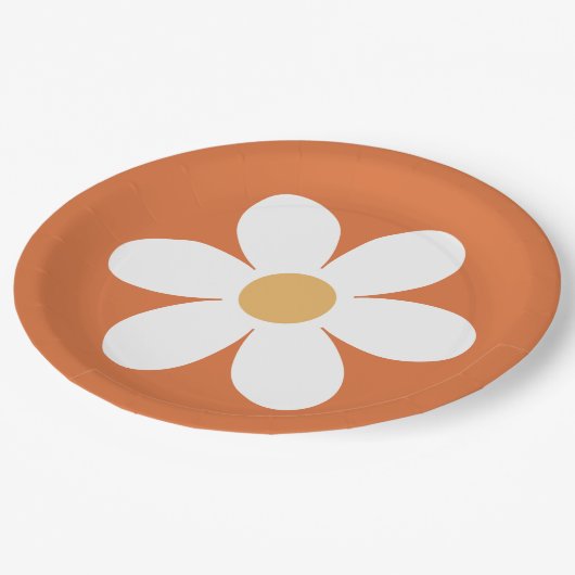 Assiettes En Carton Boho orange brûlé (Angle)