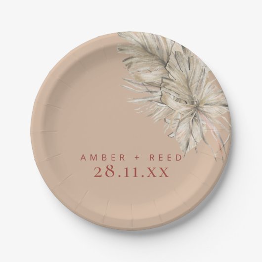 Assiettes En Carton Boho Palm Foliage Terracotta Blush Arc moderne (Devant)