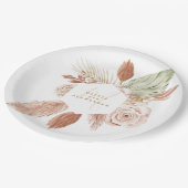 Assiettes En Carton Boho Pampas Fleurs séchées tropicales (Angle)