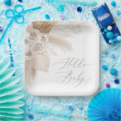 Assiettes En Carton Boho Pampas Herbe Baby shower neutre genre (Fête)