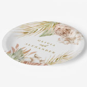 Assiettes En Carton Boho Pampas Mariage de fleurs séchées tropicales (Angle)
