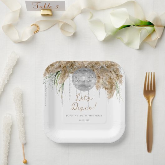 Assiettes En Carton Boho Papmas Grass Disco Ball Anniversaire (Mariage)