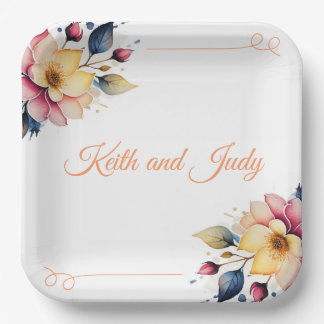 Assiettes En Carton Boho Peachy Floral