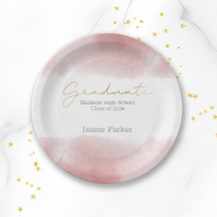 Assiettes En Carton Boho Pink de classe Année de la fête de graduation