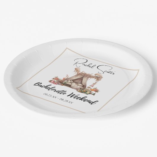 Assiettes En Carton Boho Pink Glamping Bachelorette Party Week-end (Angle)
