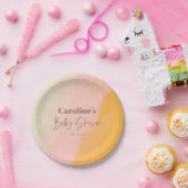 Assiettes En Carton Boho Pink Yellow Script Custom Baby Shower   (Fête)