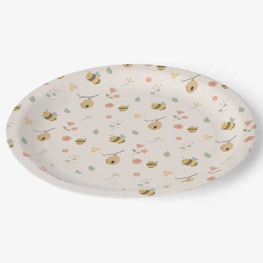 Assiettes En Carton Boho Premier jour d'abeille 1er anniversaire d'abe (Angle)
