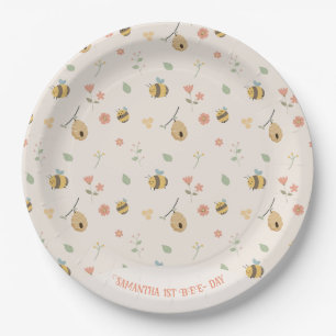 Assiettes En Carton Boho Premier jour d'abeille 1er anniversaire d'abe
