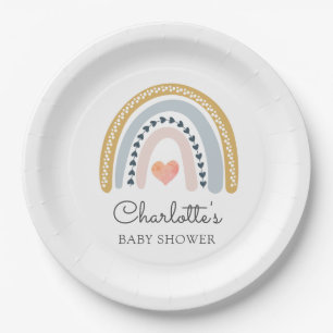 Assiettes En Carton Boho Rainbow Baby shower Classic