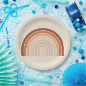 Assiettes En Carton Boho Rainbow Beige Terracotta (Fête)
