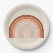 Assiettes En Carton Boho Rainbow Beige Terracotta (Devant)