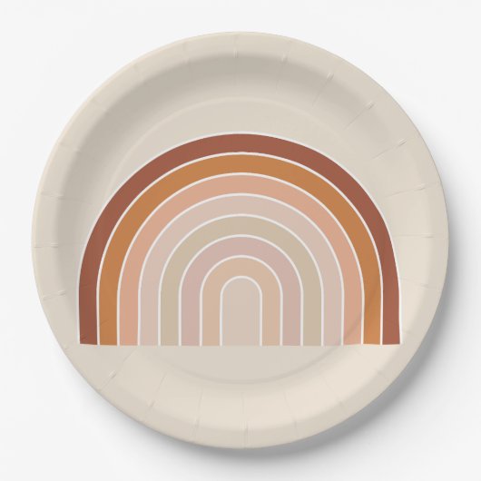 Assiettes En Carton Boho Rainbow Beige Terracotta (Devant)