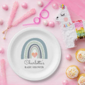 Assiettes En Carton Boho Rainbow Blue Boy Baby shower (Fête)
