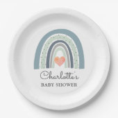 Assiettes En Carton Boho Rainbow Blue Boy Baby shower (Devant)