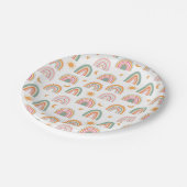 Assiettes En Carton Boho Rainbow et Sun Watercolor (Angle)