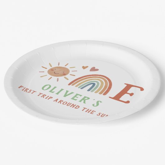 Assiettes En Carton Boho Rainbow fête d'anniversaire (Angle)