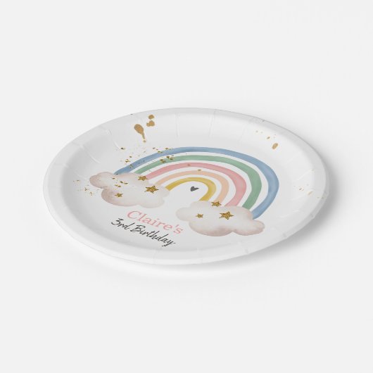 Assiettes En Carton Boho Rainbow Party Rainbow Anniversaire Pastel Mod (Angle)