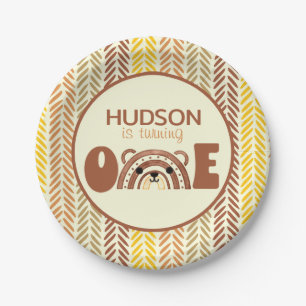 Assiettes En Carton Boho Rainbow Woodland Ours Premier anniversaire