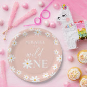 Assiettes En Carton Boho Retro Blush Pink Daisy Wild Un 1er anniversai (Fête)