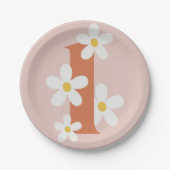 Assiettes En Carton Boho Retro Daisy 1er anniversaire Super (Devant)