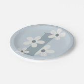 Assiettes En Carton Boho Retro Daisy 1er Blue Super Anniversaire (Angle)