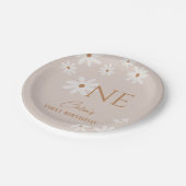 Assiettes En Carton Boho Retro Lumière Brown marguerite fille premier  (Angle)