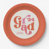 Assiettes En Carton Boho Retro Rose Et Orange Graduation (Devant)