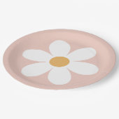 Assiettes En Carton Boho rose marguerite rétro (Angle)