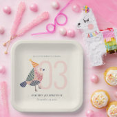Assiettes En Carton Boho rose mou Birdie N'importe quel âge Anniversai (Fête)