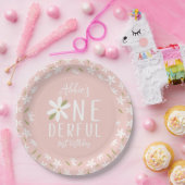 Assiettes En Carton Boho rose Onedering Plaque de premier anniversaire (Fête)