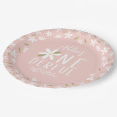 Assiettes En Carton Boho rose Onedering Plaque de premier anniversaire (Angle)