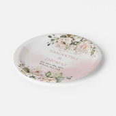 Assiettes En Carton Boho rose rose rousse rose eucalyptus vert or (Angle)