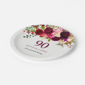 Assiettes En Carton Boho rouge Bourgogne 90e fête d'anniversaire (Angle)