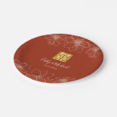 Assiettes En Carton Boho rouge moderne floral mariage chinois (Angle)