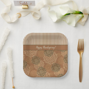 Assiettes En Carton Boho Rust Orange Mandalas and Stripes