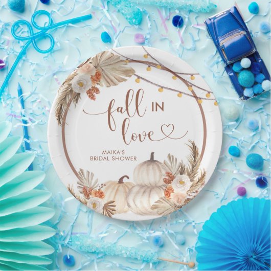Assiettes En Carton Boho Rustic Citrouille Fall in Love Plaque de papi (Fête)