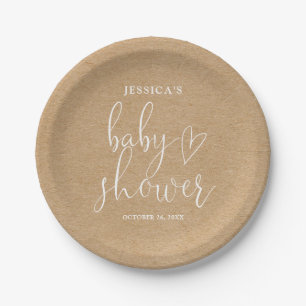 Assiettes En Carton Boho Rustic Kraft Baby shower neutre pour les femm