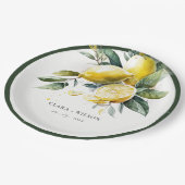 Assiettes En Carton Boho Rustique Aquarelle Jaune Citron Jaune Mariage (Angle)