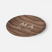 Assiettes En Carton boho rustique Brown ajouter nom lettre année date (Angle)