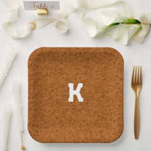 Assiettes En Carton Boho Rustique Texturé Bois brun personnalisé