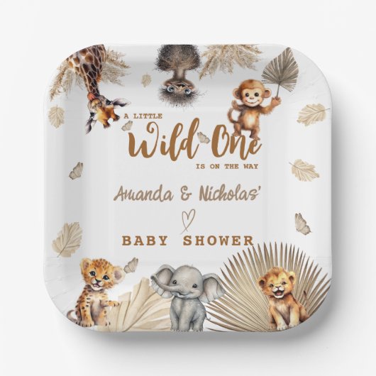 Assiettes En Carton Boho Safari Animal Wild Un Baby shower (Recto)