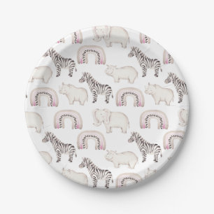 Assiettes En Carton Boho Safari Animaux Arch Pastel Papier Baby shower