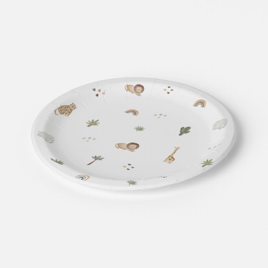 Assiettes En Carton Boho Safari Animaux Plaques en papier (Angle)