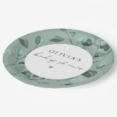 Assiettes En Carton Boho Sage Green Eucalyptus Baby shower (Angle)