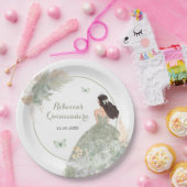 Assiettes En Carton Boho Sage Vert Floral Quinceañera Plaque Papier (Fête)