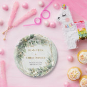 Assiettes En Carton Boho sauge eucalyptus feuille mariage parties scin (Fête)