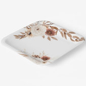 Assiettes En Carton Boho Sienna et Plaques en papier floral beige (Angulaire)