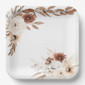 Assiettes En Carton Boho Sienna et Plaques en papier floral beige (Recto)
