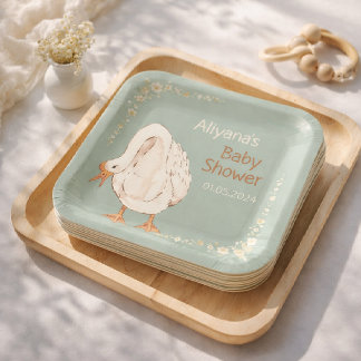 Assiettes En Carton Boho Silly Goose Personalized Baby Shower 