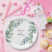 Assiettes En Carton Boho simple Aquarelle Eucalyptus Mariage de verdur (Fête)